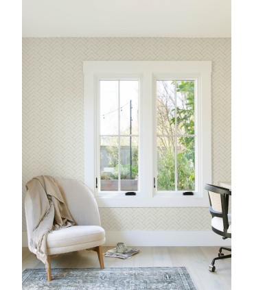 3125-72365 - Oswin Light Yellow Tiered Herringbone Wallpaper-Kinfolk