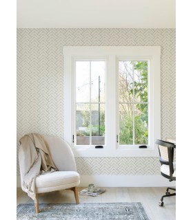 3125-72362 - Oswin Teal Tiered Herringbone Wallpaper-Kinfolk