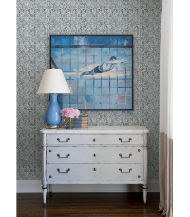 3125-72310 - Sandee Navy Medallion Wallpaper-Kinfolk