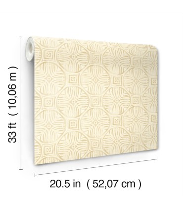 3125-72312 - Sandee Butter Medallion Wallpaper-Kinfolk