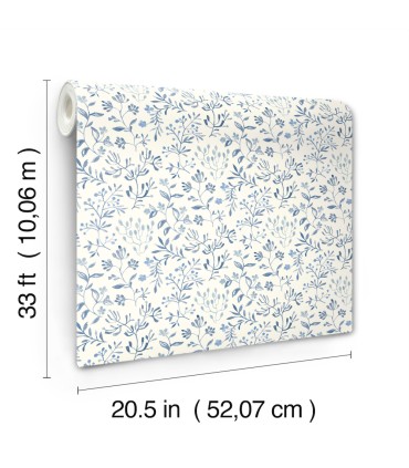 3125-72352 - Tarragon Blue Dainty Meadow Wallpaper-Kinfolk