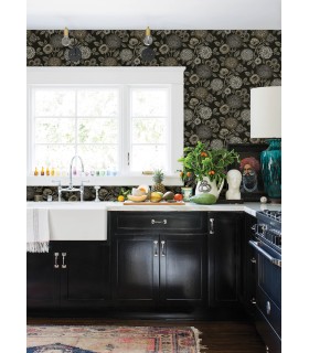 3125-72327 - Zalipie Black Floral Trail Wallpaperr-Kinfolk