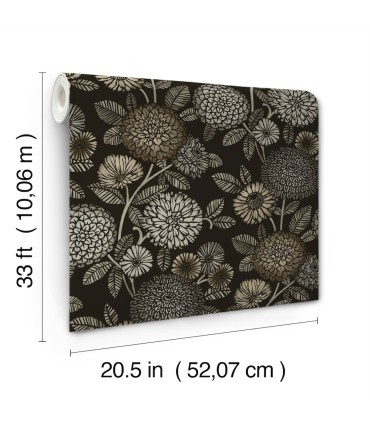 3125-72327 - Zalipie Black Floral Trail Wallpaperr-Kinfolk