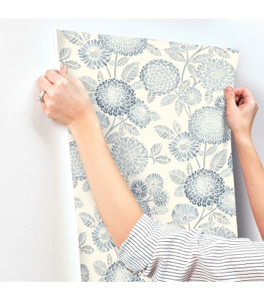 3125-72328 - Zalipie Blue Floral Trail Wallpaperr-Kinfolk