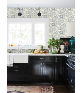 3125-72328 - Zalipie Blue Floral Trail Wallpaperr-Kinfolk