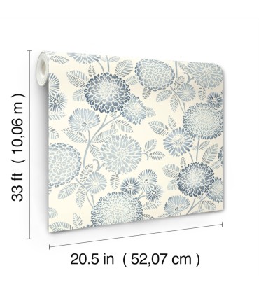 3125-72328 - Zalipie Blue Floral Trail Wallpaperr-Kinfolk
