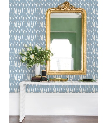 4122-27025 - Bancroft Blue Artistic Stripe Wallpaper-Terrace