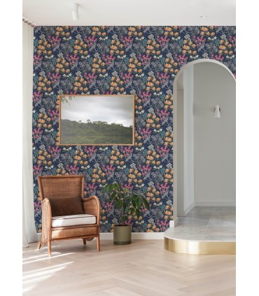 4122-27016 - Cultivate Navy Springtime Blooms Wallpaper-Terrace