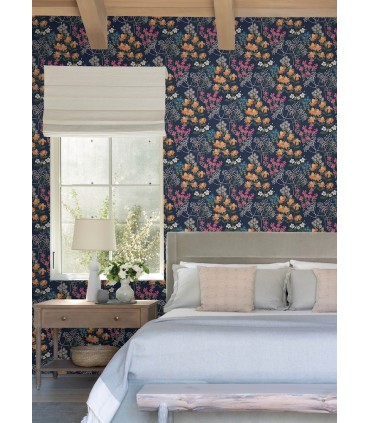 4122-27016 - Cultivate Navy Springtime Blooms Wallpaper-Terrace