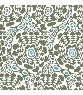 4122-27040 - Divine Green Abstract Medallion Wallpaper-Terrace