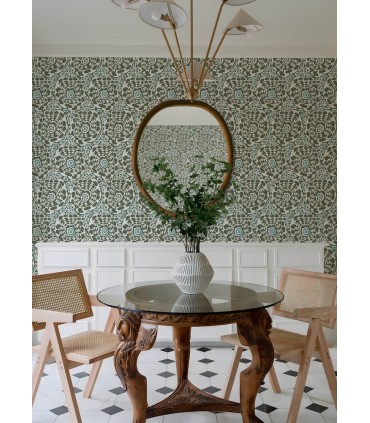 4122-27040 - Divine Green Abstract Medallion Wallpaper-Terrace