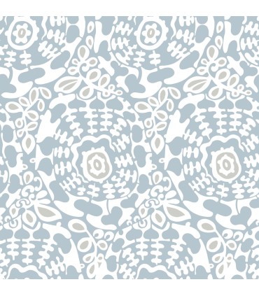 4122-27039 - Divine Light Blue Abstract Medallion Wallpaper-Terrace