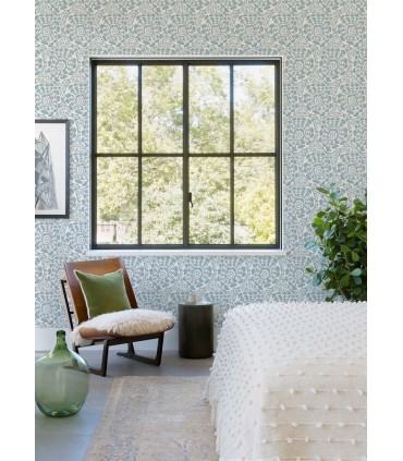 4122-27039 - Divine Light Blue Abstract Medallion Wallpaper-Terrace