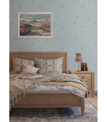 4122-27011 - Gardena Sky Blue Embroidered Floral Wallpaper-Terrace