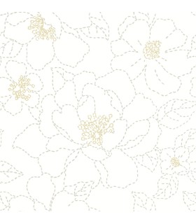 4122-27007 - Gardena White Embroidered Floral Wallpaper-Terrace