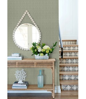 4122-27043 - Glynn Green Chevron Wallpaper-Terrace