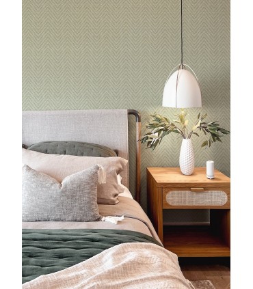 4122-27043 - Glynn Green Chevron Wallpaper-Terrace