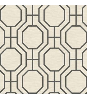 4122-27049 - Manor Black Geometric Trellis Wallpaper-Terrace