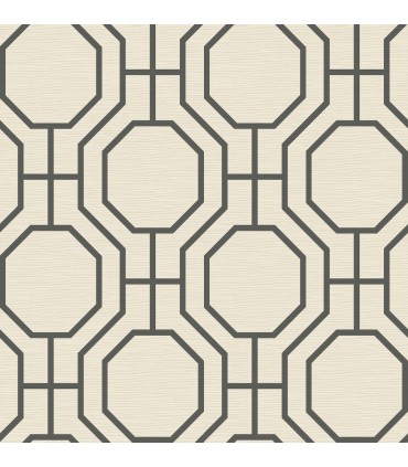 4122-27049 - Manor Black Geometric Trellis Wallpaper-Terrace