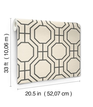 4122-27049 - Manor Black Geometric Trellis Wallpaper-Terrace