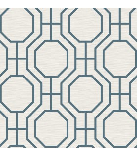 4122-27048 - Manor Blue Geometric Trellis Wallpaper-Terrace