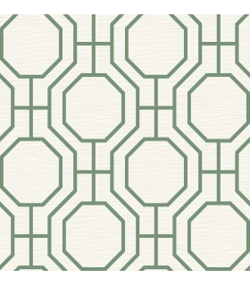 4122-27047 - Manor Green Geometric Trellis Wallpaper-Terrace
