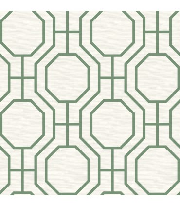 4122-27047 - Manor Green Geometric Trellis Wallpaper-Terrace