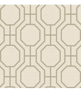 4122-27046 - Manor Taupe Geometric Trellis Wallpaper-Terrace