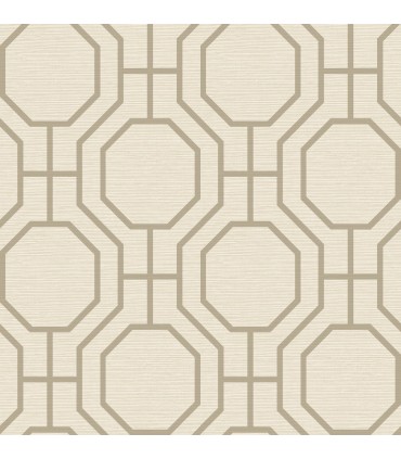 4122-27046 - Manor Taupe Geometric Trellis Wallpaper-Terrace