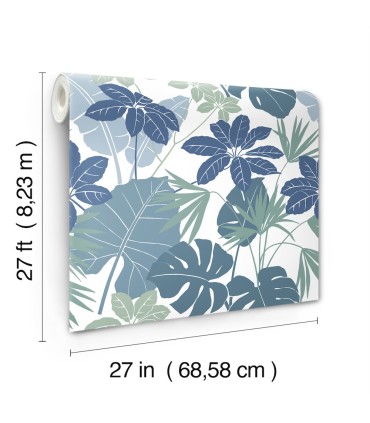 4122-72411 - Medellin Blue Rainforest Floor Wallpaper-Terrace