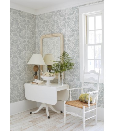 4122-27001 - Nestle Light Grey Bird Block Print Wallpaper-Terrace