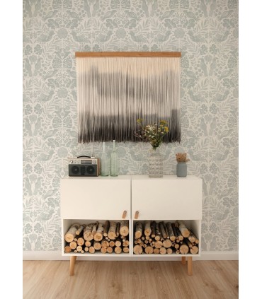 4122-27001 - Nestle Light Grey Bird Block Print Wallpaper-Terrace