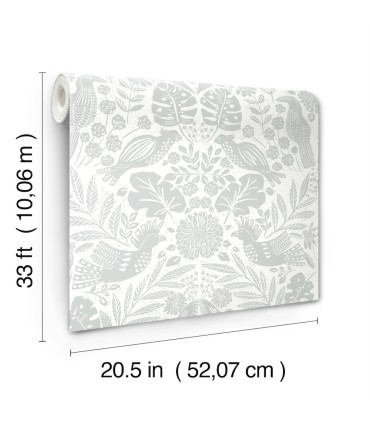 4122-27001 - Nestle Light Grey Bird Block Print Wallpaper-Terrace