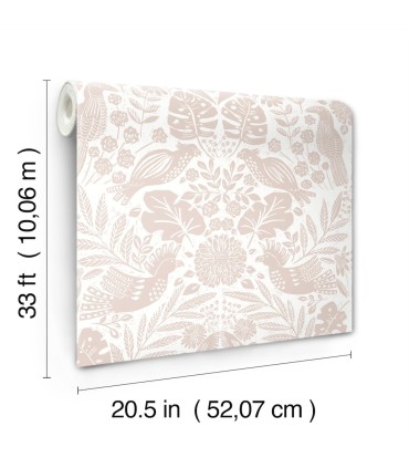 4122-27002 - Nestle Pink Bird Block Print Wallpaper-Terrace