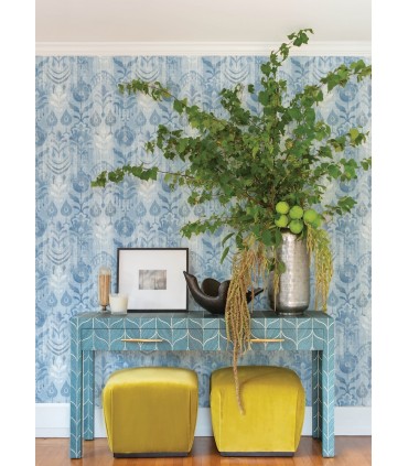 4122-27013 - Pavord Blue Floral Shibori Wallpaper-Terrace