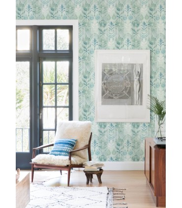 4122-27012 - Pavord Green Floral Shibori Wallpaper-Terrace