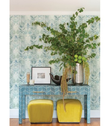 4122-27012 - Pavord Green Floral Shibori Wallpaper-Terrace