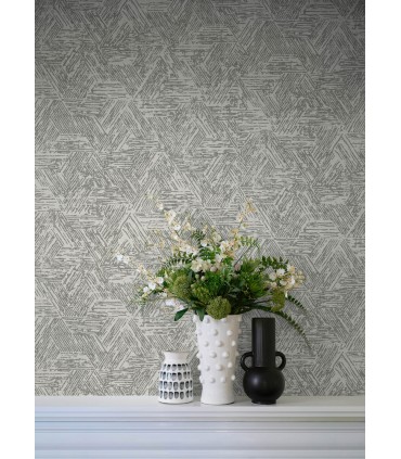 4122-27031 - Retreat Charcoal Quilted Geometric Wallpaper-Terrace
