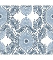 4122-72401 - Villa Blue Embellished Ogee Wallpaper-Terrace