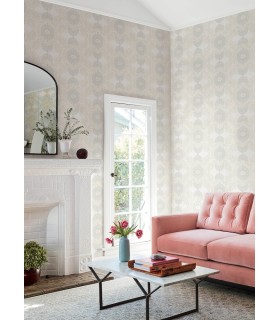 4122-72402 - Villa Bone Embellished Ogee Wallpaper-Terrace