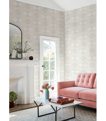 4122-72402 - Villa Bone Embellished Ogee Wallpaper-Terrace