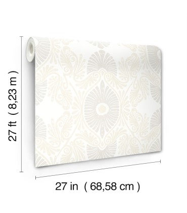 4122-72402 - Villa Bone Embellished Ogee Wallpaper-Terrace