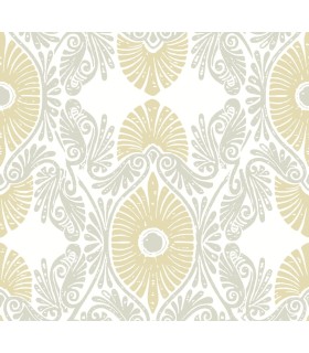4122-72400 - Villa Light Yellow Embellished Ogee Wallpaper-Terrace