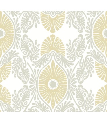 4122-72400 - Villa Light Yellow Embellished Ogee Wallpaper-Terrace