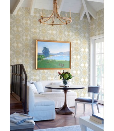 4122-72400 - Villa Light Yellow Embellished Ogee Wallpaper-Terrace