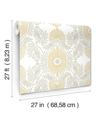 4122-72400 - Villa Light Yellow Embellished Ogee Wallpaper-Terrace