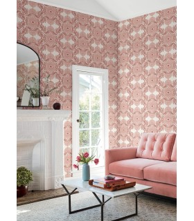 4122-72403 - Villa Raspberry Embellished Ogee Wallpaper-Terrace