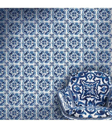 TCW007TCAI9UB001 - Blue Mediterraneo Wallpaper by Dolce & Gabbana