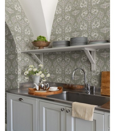 4153-82023 - African Marigold Green Floral Wallpaper-Hidden Treasures