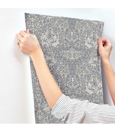 4153-82025 - African Marigold Grey Floral Wallpaper-Hidden Treasures